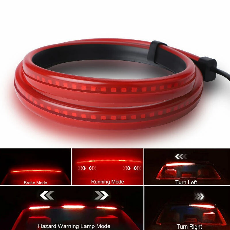 

90/100cm Car LED Third High Brake Signal Tail Strip Light Unverisal brake light strips Sequential decoration rear stop lamps