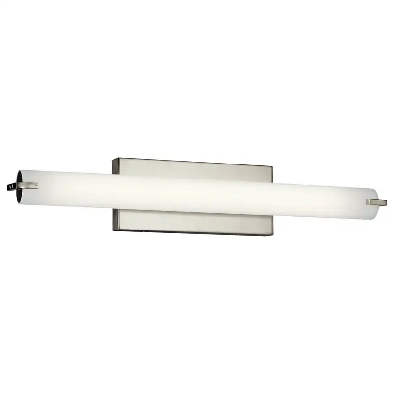 

1 Light Brushed Nickel Integrated LED Vanity Light with White Acrylic Shade