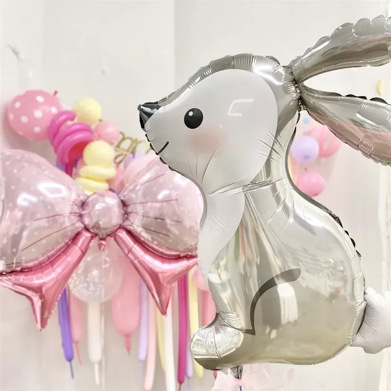 

2pcs Gray Rabbit Foil Balloon Long Ears Bunny Forest Jungle Animal Helium Globos Baby Shower Easter Birthday Party Decorations