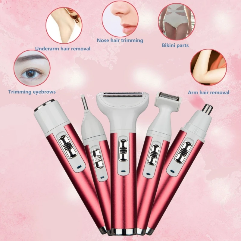 

Multifunctional 5-in-1 Body Hair Epilator Axillary Hair Bikini Hair Leg Hair Pubic Hair Electric Razor Scissors Razor Female