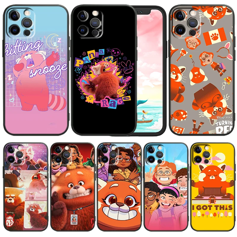 

Disney Turning Red Phone Case For iPhone 14 13 12 Mini 11 XS Pro Max X XR 8 7 6 Plus 5 SE 2020 Black Funda TPU Cover