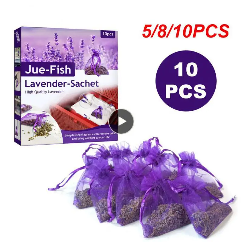 

5/8/10PCS Bag Flower Printing Mildew And Mothproof Natural Flavor Suspension Fragrance Packets Home Office Drawer Dried Lavender