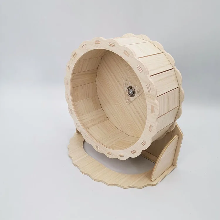 

Wooden Hamster Exercise Wheel Silent Hamster Running Wheels Stand Adjustable Wheel Spinner Toy for Syrian Gerbil Mice Hedgehogs