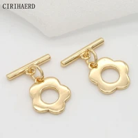 diy jewelry accessories 14k gold plated ot buckle necklace bracelet making supplies flower toggle clasps for jewelry connector