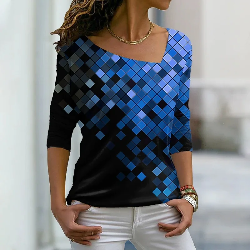 

Women's Painting T shirt Graphic Print V Neck Basic Tops Abstract Painting
