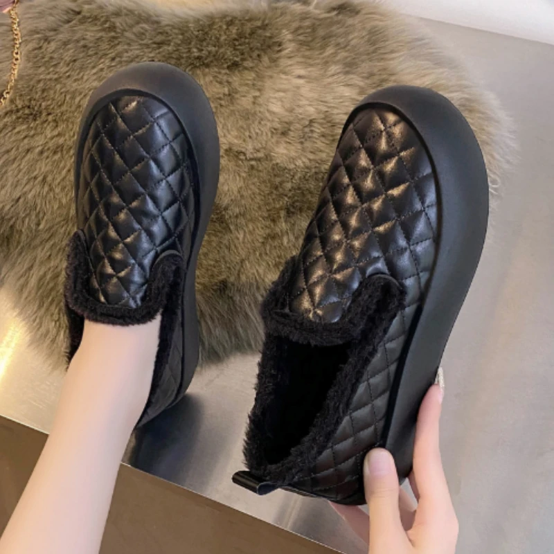 

Shoes Woman 2022 Slip-on Casual Female Sneakers Loafers Fur Flats Clogs Platform Modis New Slip on Dress Winter Creepers Cute Ru