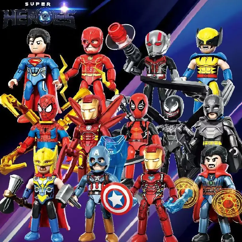 Супергерой Marvel Человек-Паук Фигурка Бэтмена персонаж Тора мини-строительные