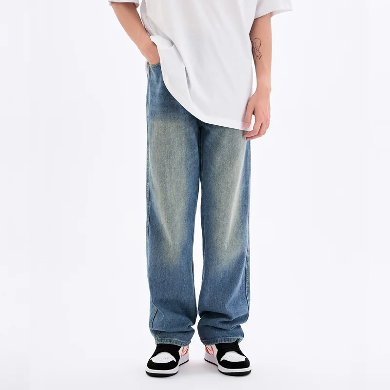 Men's Jeans Loose All-match High Street Print Hip Hop INS Trend Casual Straight Trousers Ins Hot Sale Mens Loose Jeans Casual