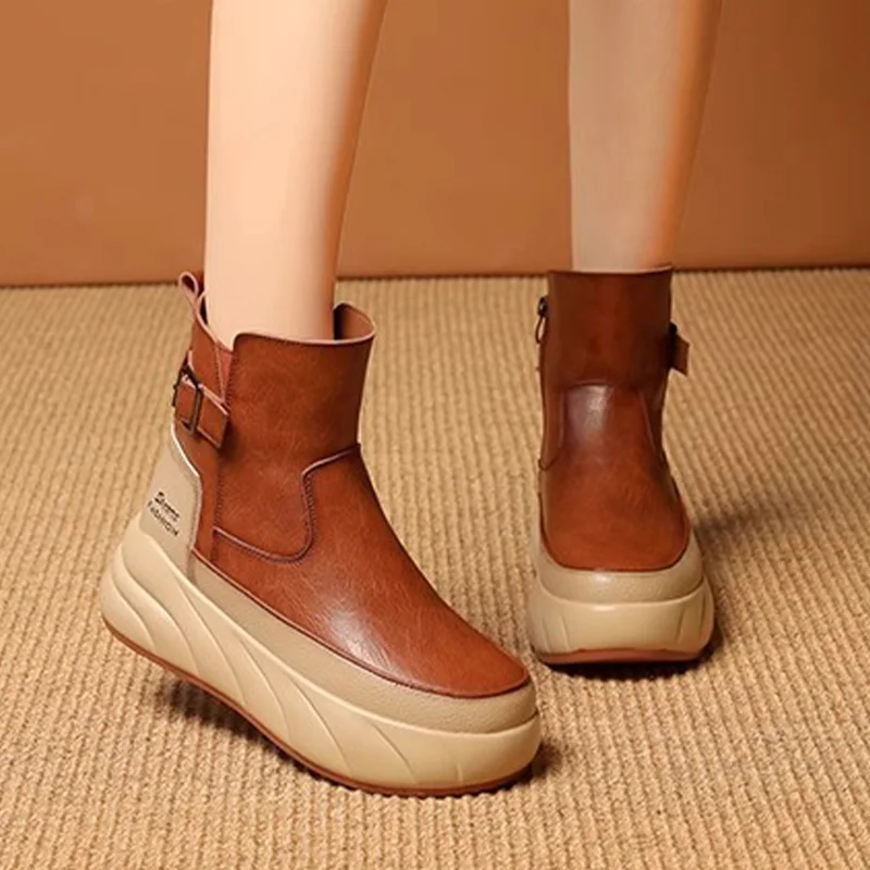 

Ankle Women Flats Platform Chelsea Boots Fashion Luxury Women Winter Zipper Shoes 2024 New Designer Casual Zapatos Para Mujeres