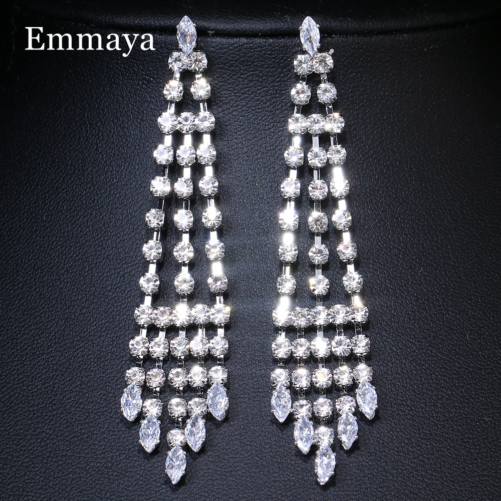 

Emmaya New Arrival Geometry Shape Cubic Zircon Elegant Long Earring For Women&Girls Fashion Party Charming Dress-Up Fancy Gift