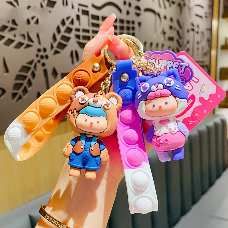 

Fidget Sensory Toys Anime Kawaii Marionette Decompression Keychain Push Bubble Stress Relief Squishy Toy for Kids Gifts Pendant