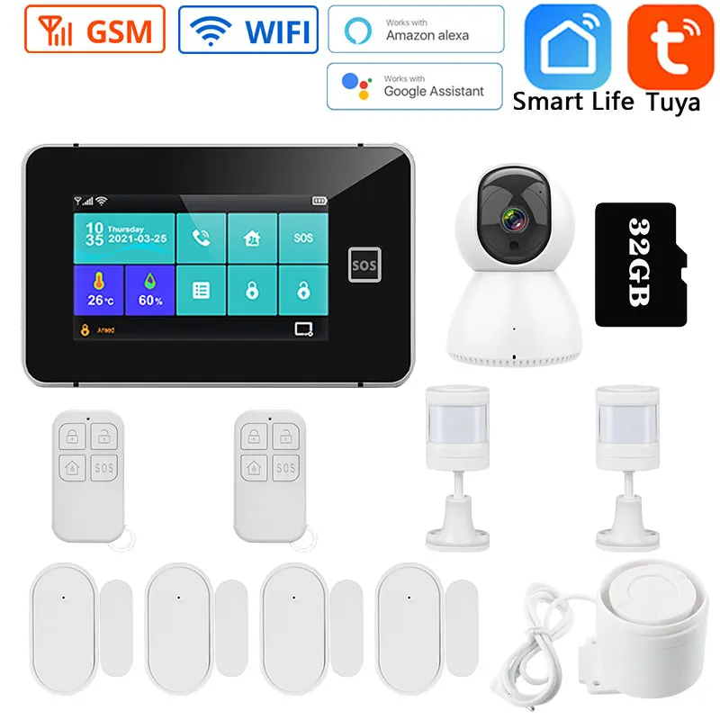 433Mhz Alarm System WIFI GSM Home Burglar Security Wireless Tuya Smart House App Control With Motion Sensor Detector Compatible