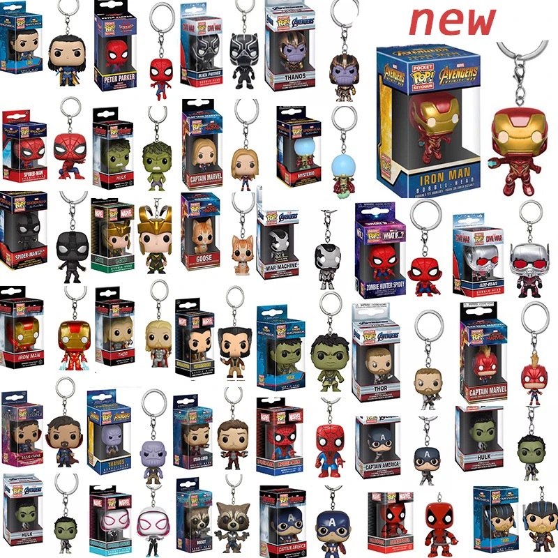 FUNKO POP Мстители Marvel Железный человек ракета Человек-паук Халк Локи Тор Капитан Америка пантера Карманный Брелок модель игрушки подарок