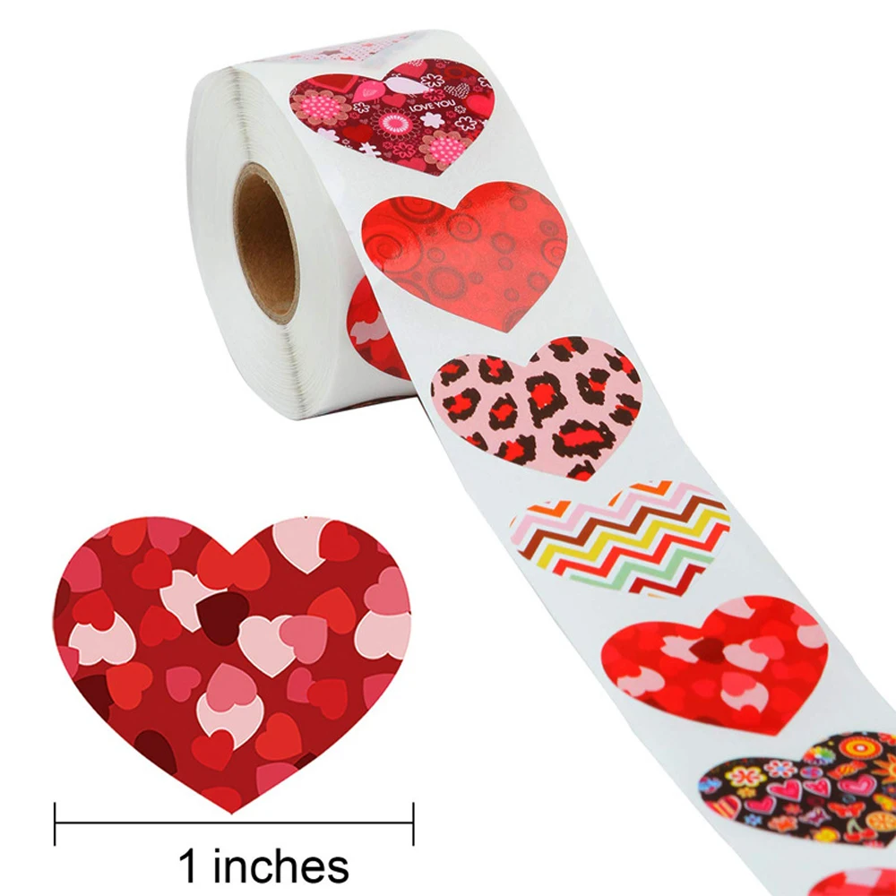 

500pcs Heart Shaped Label Sticker Scrapbooking Gift Packaging Seal Birthday Party Wedding Supply Stationery Sticker 1inch