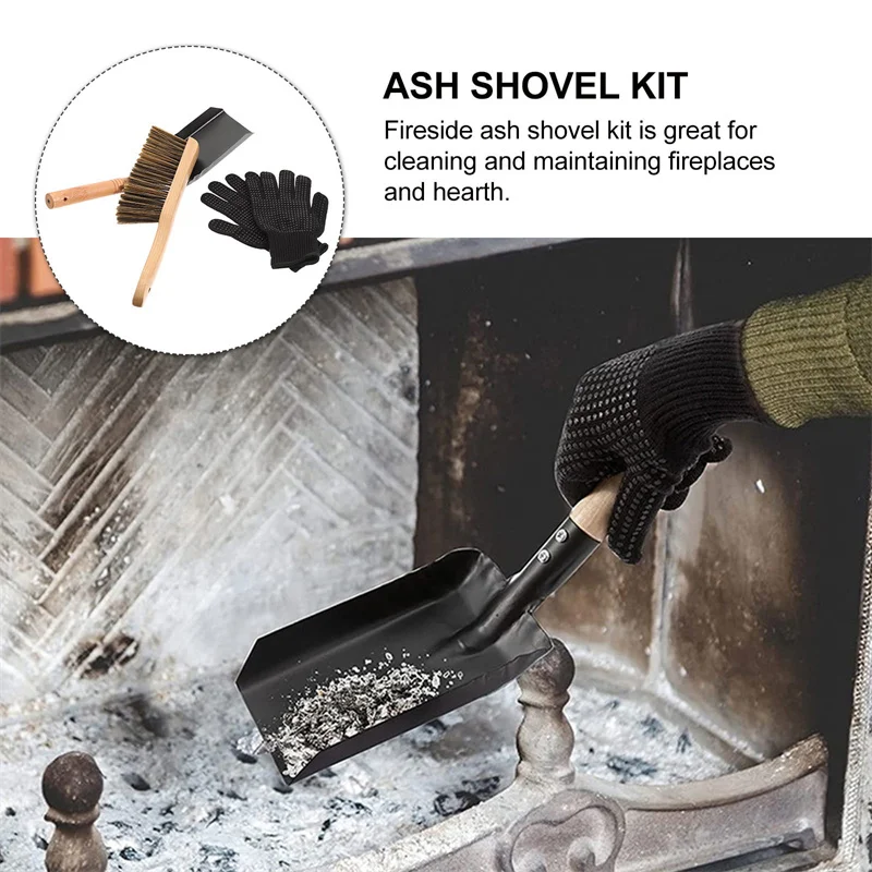 

Fireplace Cleaning Kit,Fireplace Ash Shovel And Hearth Brush Set Metal Coal Shovel And Hearth Brush Set Fireplace Tools