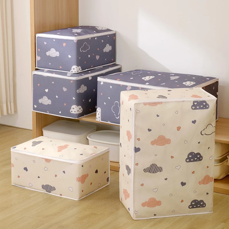 

50L Moisture Proof Organizer Quilt Clothes Storage Bag Big Capacity Blanket Sorting Bags Dustproof Closet Under-Bed Storage