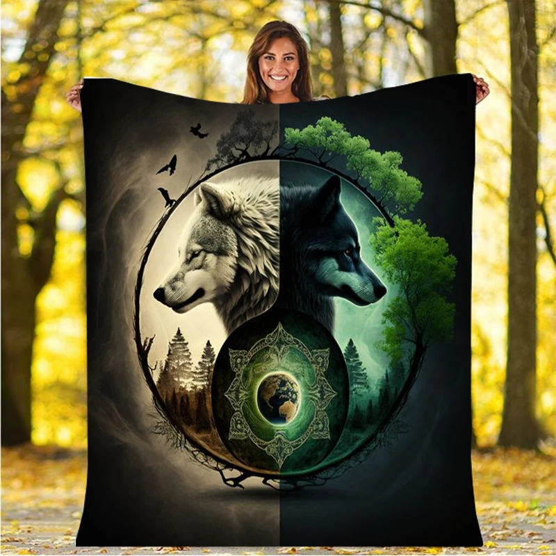 

Tai Chi Flower and Grass Animal 3D Printing Blanket, Soft and Comfortable Warm Blanket, Bed, Sofa, Outdoor Travel Cover Blanket
