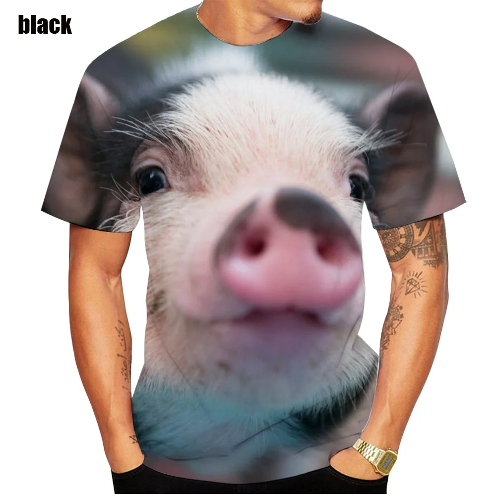 2022 Popular Funny Pig Casual Summer T-shirt Novelty Animal 3d Printing Cute |