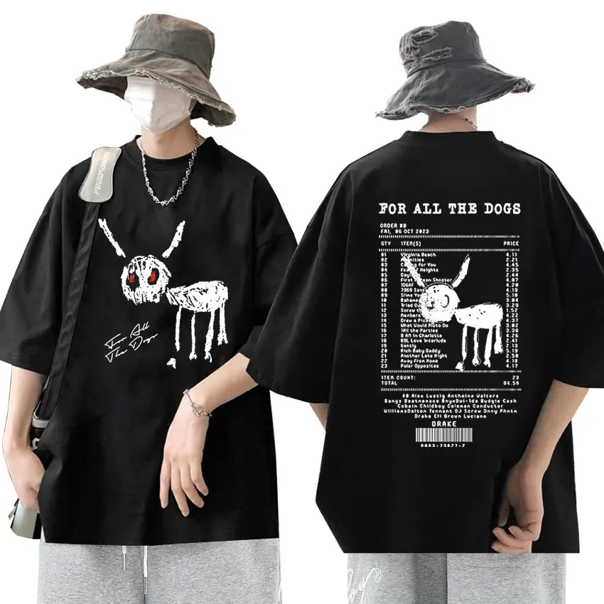 

Футболка мужская с принтом рэпера Дрейка для всех собак, крутая трендовая винтажная тенниска в стиле хип-хоп, хлопковая майка оверсайз в стиле унисекс, уличная одежда