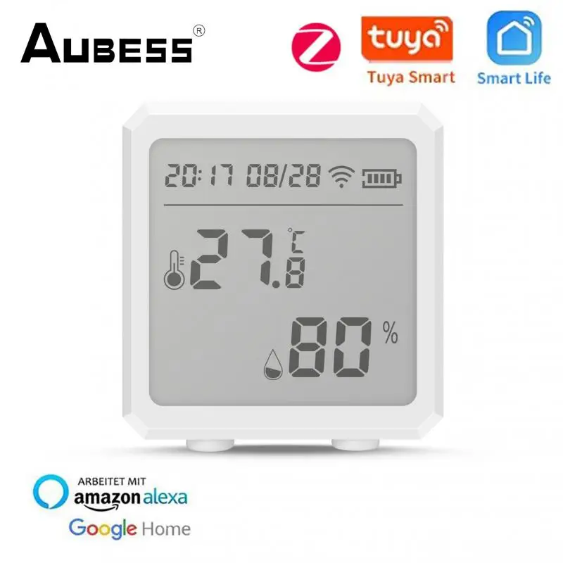 

Датчик температуры и влажности Tuya Smart Zigbee, комнатный гигрометр, термометр с ЖК-дисплеем, поддержка Alexa Google Assistant