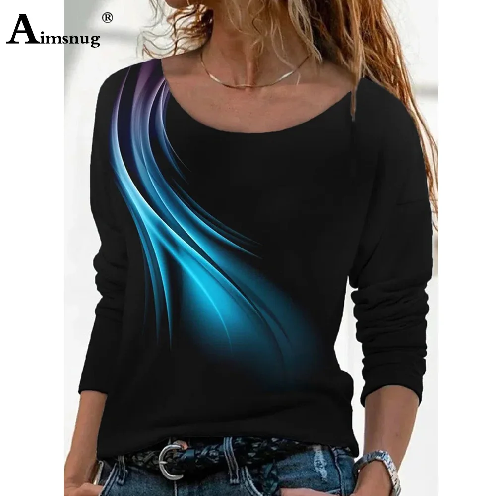 

Aimsnug Ladies Fashion 3D Print Tees Shirt Womens Casual Shirts Clothing 2023 Female Long Sleeves Top Large Big Women Pullovers
