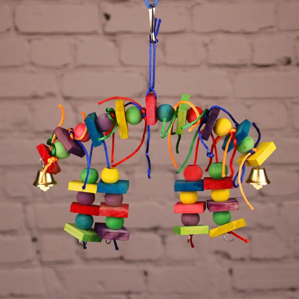 

Parrot Colorful Natural Wooden Chew Toys Hanging Swings Toy Climbing Ladder Bird Cage Accessories