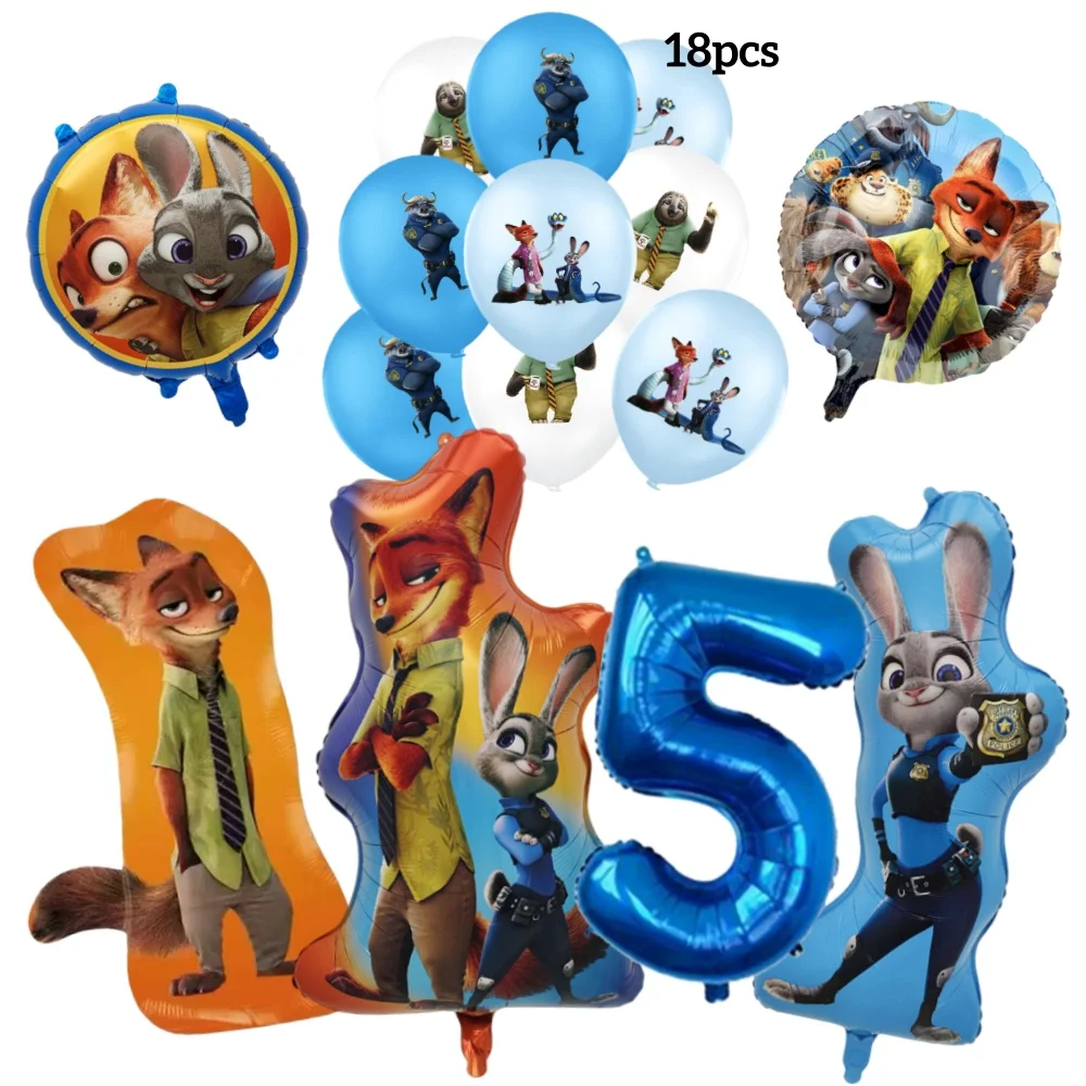 Фото 24 шт. Disney Zootopia 2 тематические воздушные шары аниме фильм ребенок Ник Джуди кролик украшение для дня рождения детский душ игрушка товары для вечеринок №4