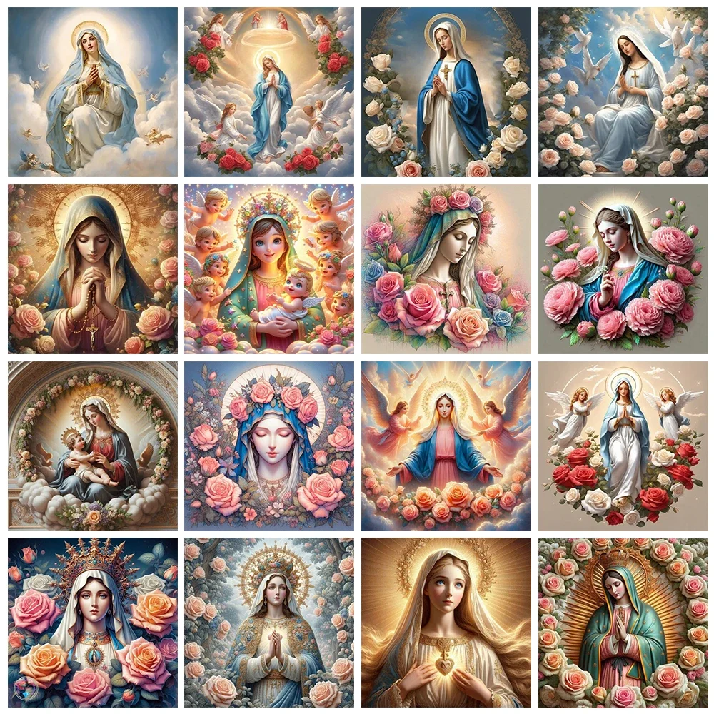 5D DIY Религиозный комплект алмазной живописи Ангел Крест Вышивка Цветок Ручная