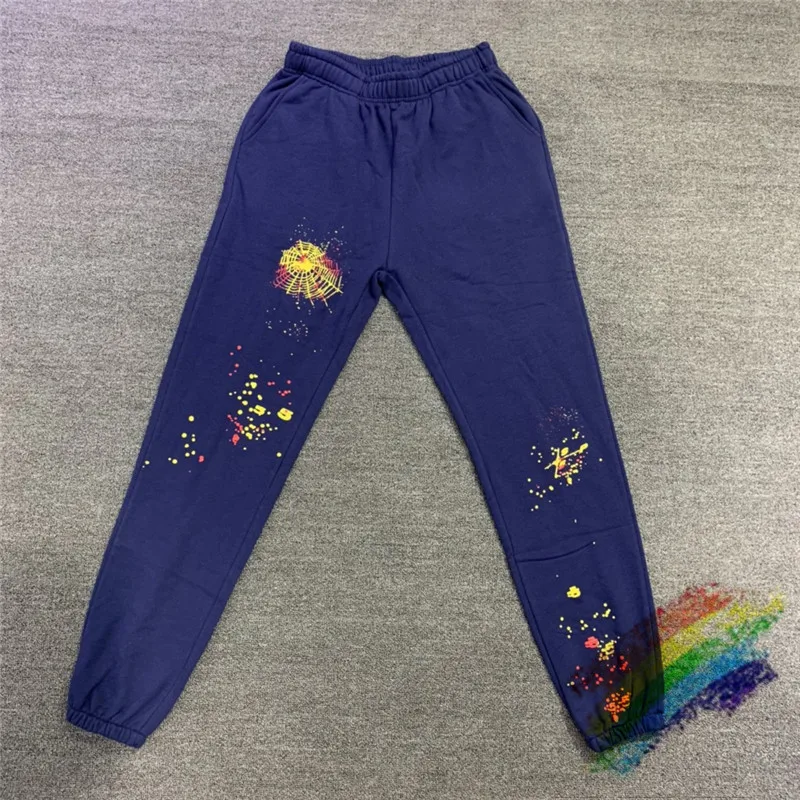 

Blue graffiti Spider Web Pattern 555555 Sweatpants Men Women Sp5der 555555 Pants Joggers Drawstring Trousers