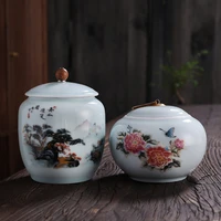 landscape flower tea jar with lid candy nut sealed jar household moisture proof black tea puer box kitchen food container new