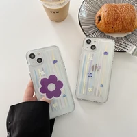 ins fashion flowers ring holder stand soft shockproof case for iphone 13 pro max 11 12 xs max xr x silicone acrylic back cover