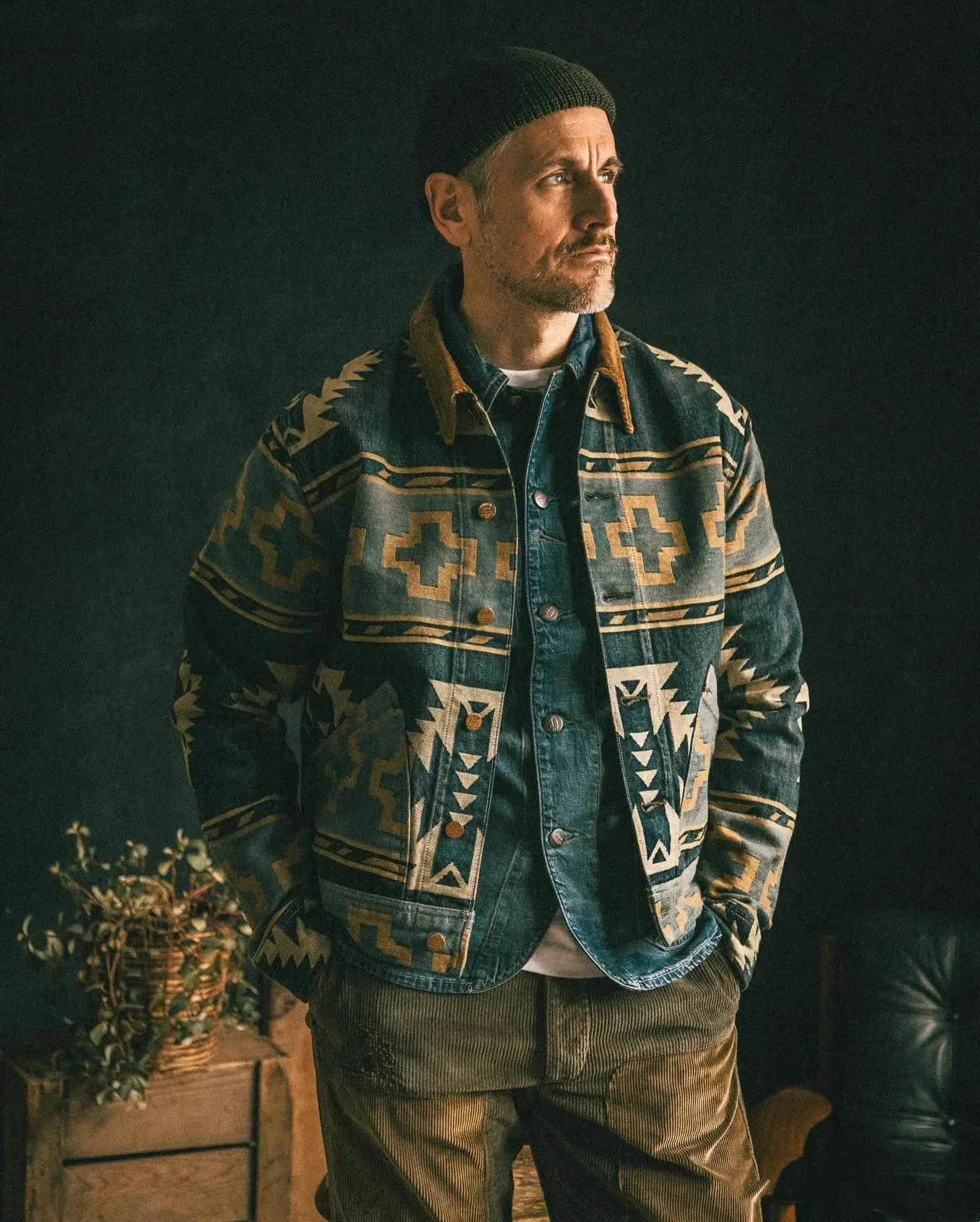 RRL 30-летие в западном стиле жаккардовая джинсовая куртка американском ретро