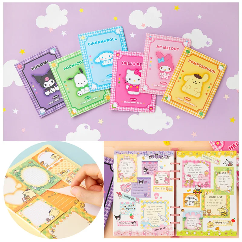 

Cartoon Cute Hand Account Notebook Sticky Notes Set Anime Sanrios My Melody Cinnamoroll Kuromi Kittys Cat Kawaii Student Notepad