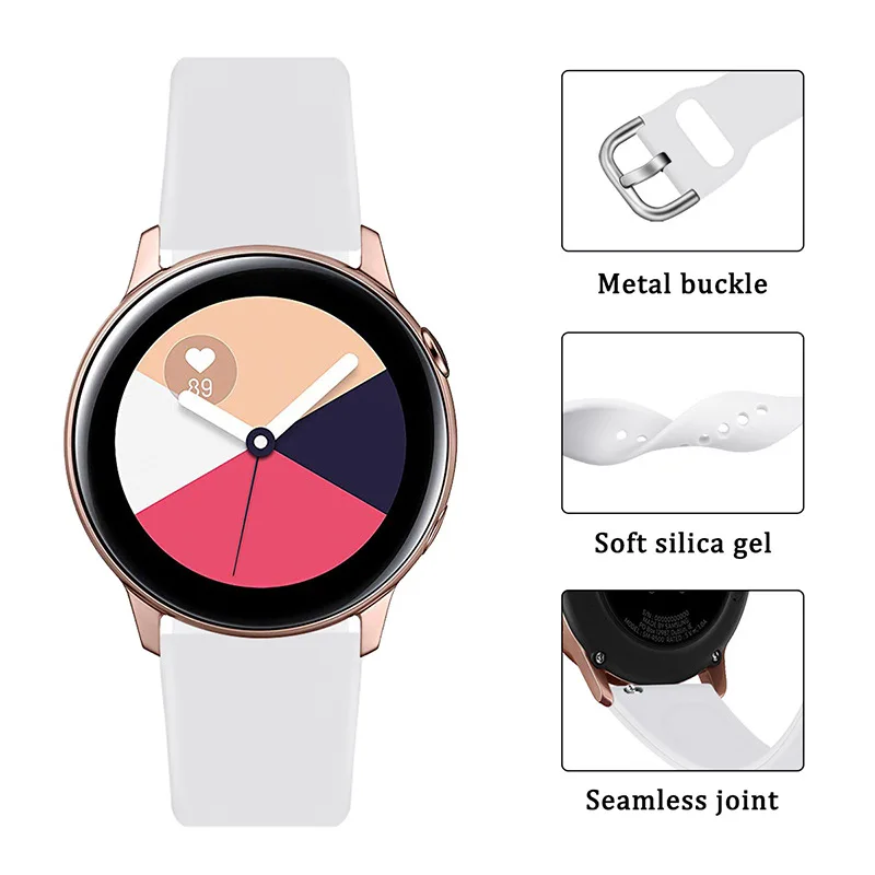 20mm 22mm Silicone Band for Samsung Galaxy Watch 42mm Active 2 Active 3 Gear S2 Watchband Bracelet Strap for Huami Amazfit bip