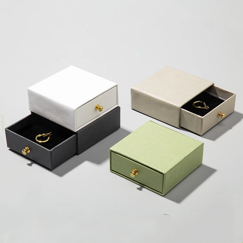 

Paper Drawer Jewelry Box Thick Cardboard Bracelet Necklace Earrings Ring Storage Display Organizer Gift Jewelry Packaging Case