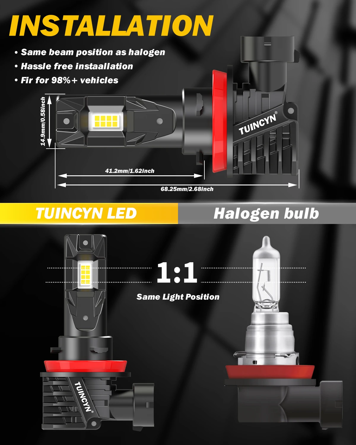 Лампа для противотуманных фар TUINCYN 2x H8 H9 H11