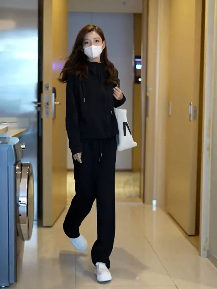 Женский Повседневный короткий свитшот и брюки в стиле ретро однотонный