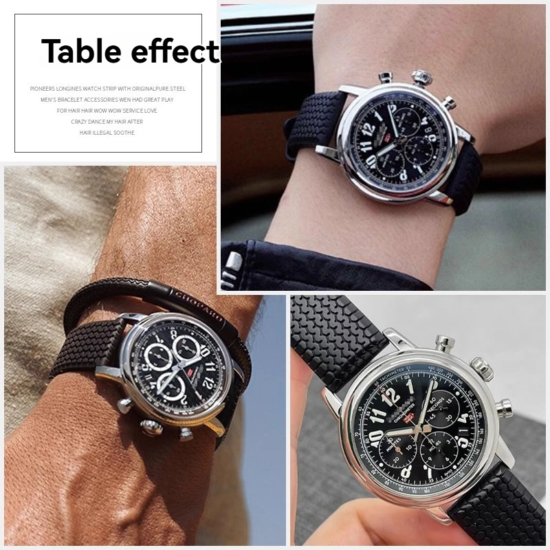 Фото Ремешок для часов из фторкаучука 21 мм 23 мм для Chopard MILLE MIGLIA серии 168511-3001 168589 168619, резиновый ремешок для часов, мужские браслеты №4