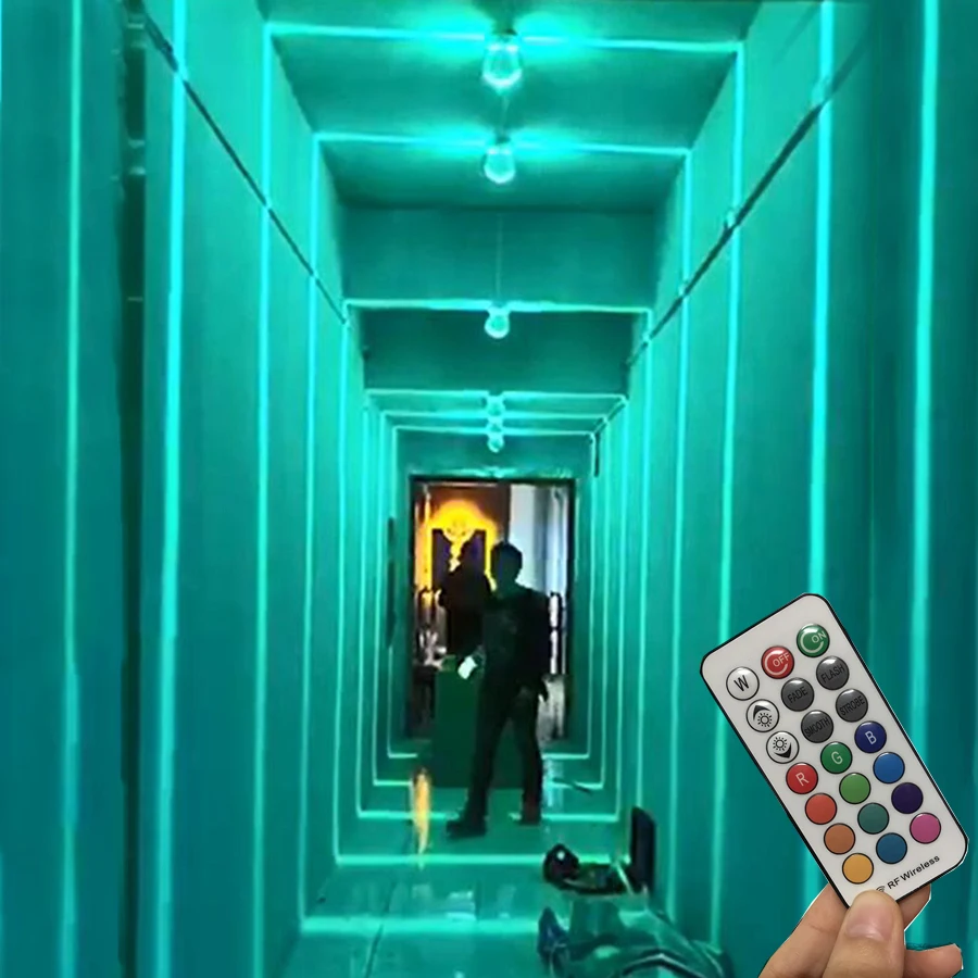

12W RGB Window Sill Light With Remote Control KTV Hotel Bar Corridor Villa 360 Degree Wireless Wall Lamps For Door Frame Wall