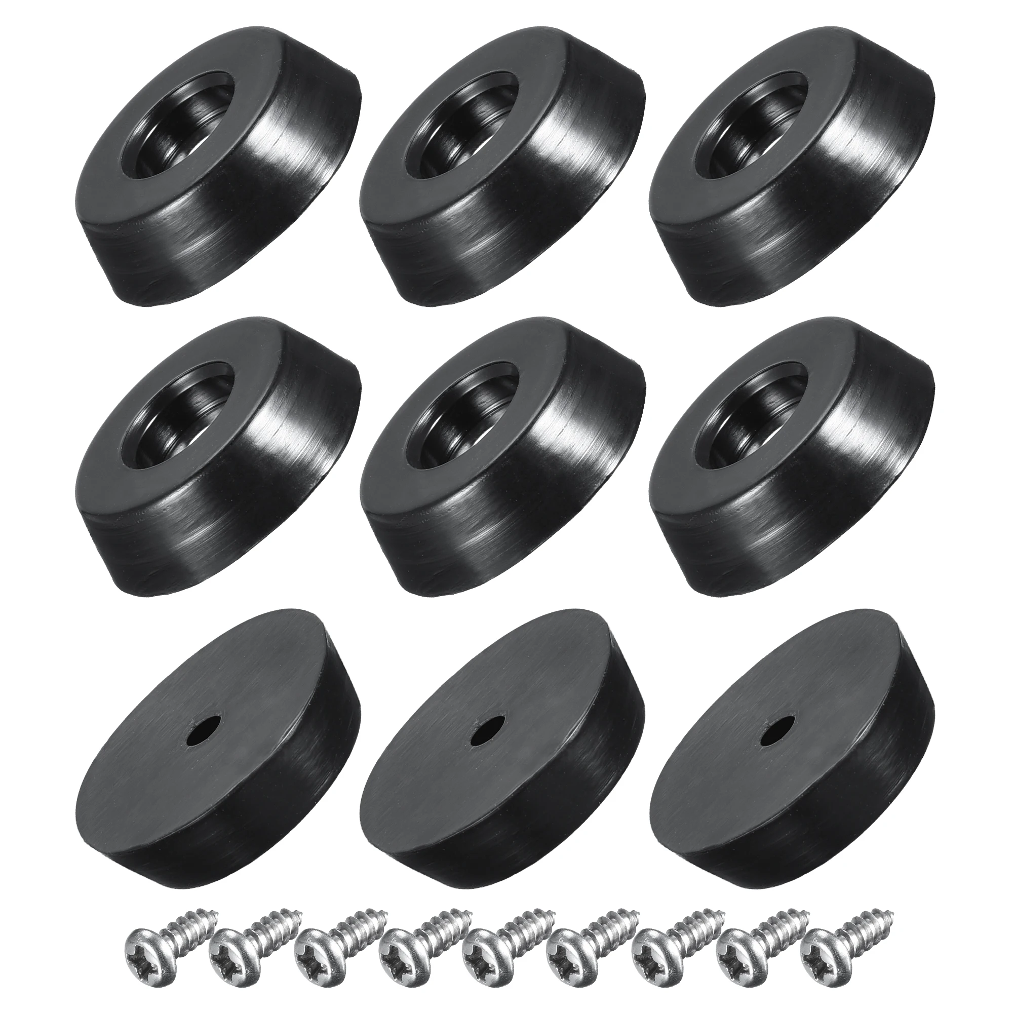 

Uxcell 9 Pcs 0.71" W x 0.2" H Round Rubber Bumper Feet, Stainless Steel Screws and Washer for Furniture