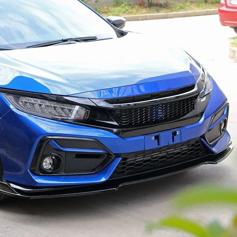 Фото Для Honda Civic 10-го поколения 2016 2017 2018 2019 2020 2021 автомобильный передний бампер гоночная решетка решетка верхний капот сетчатый обвес комплект внешний №5