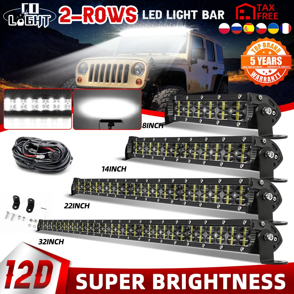 

CO LIGHT 2-Row Led Work Light 22" 32" 42" 52" Spot Flood SUV ATV Pickup Truck Car 4x4 4wd Offroad LED Roof Light Bar For Tractor