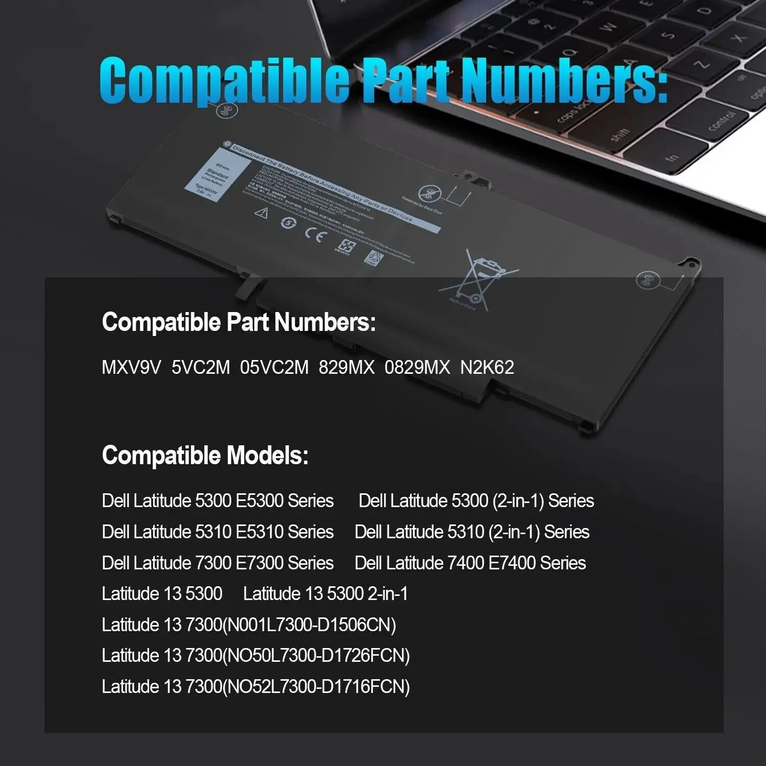 Фото Новый аккумулятор MXV9V для Dell Latitude 5300 5310 7300 7400 E5300 E7300 E7400 Series №2