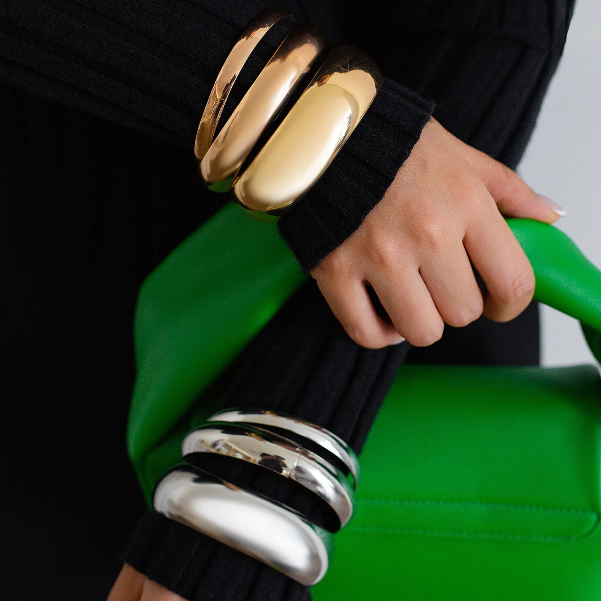 Готический Панк Глянцевый Металл Золотой Серебристый Цвет Браслеты Набор Для