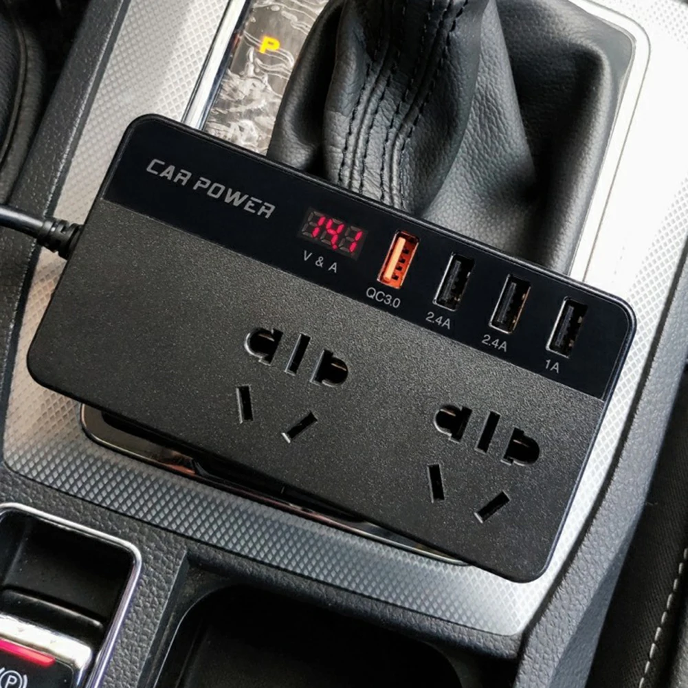 

Автомобильный инвертор с ЖК-дисплеем, автомобильный преобразователь напряжения, 12-24 В постоянного тока в 220 В переменного тока, преобразова...