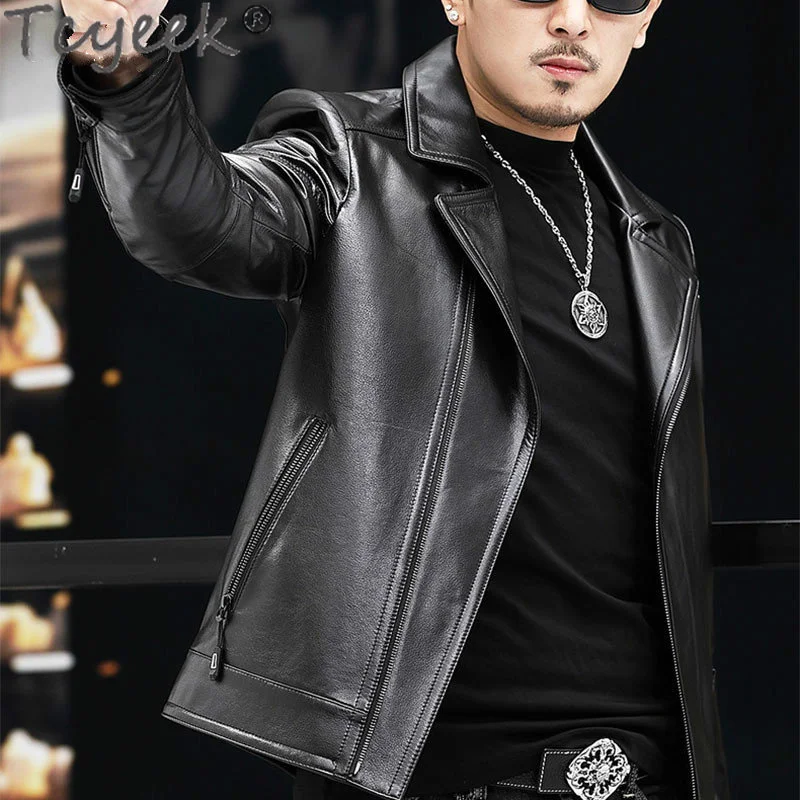 

100% Fashion Genuine Male Coat 2023 New Leather Jacket Spring Fall Real Cowhide Jackets Man Clothes Jaqueta Couro