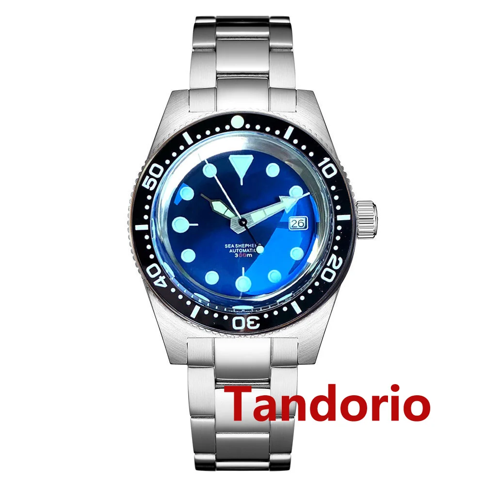 Tandorio 41mm AR Domed Sapphire Glass Mother Of Pearl Dial Automatic NH35A Movement 300m Diving Men's Watch Luminous 120 Clicks