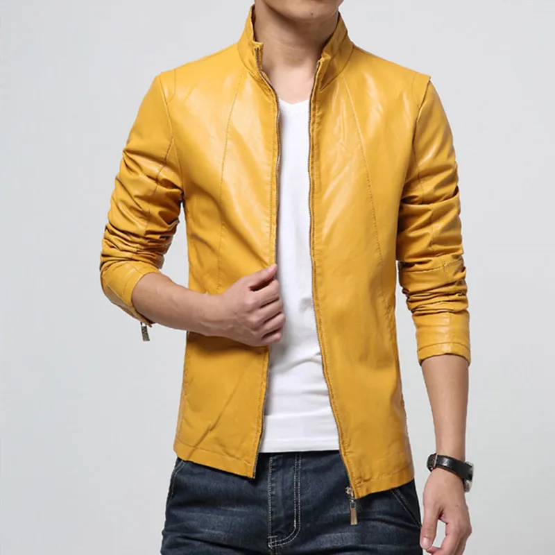 Men's Spring and Autumn 5-color Pu Leather Jacket Long-sleeved Coat Large Size M-6XL Casual Slim Stand Collar New Men's Clothing