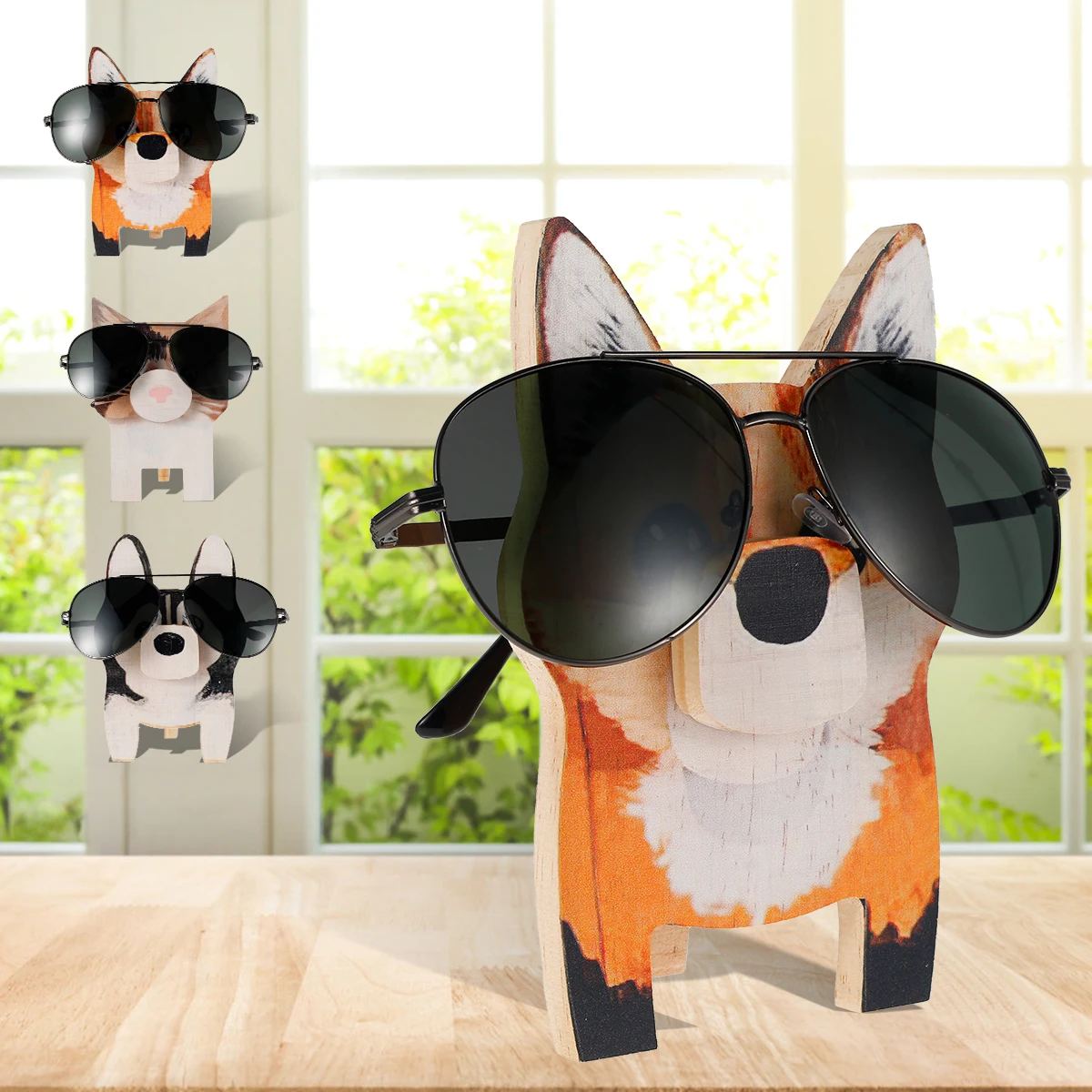 

15X10CM Wooden Spectacle Holder Sunglasses Display Rack Desktop Decoration for Home Office Cute Animal Shape Glasses Stand
