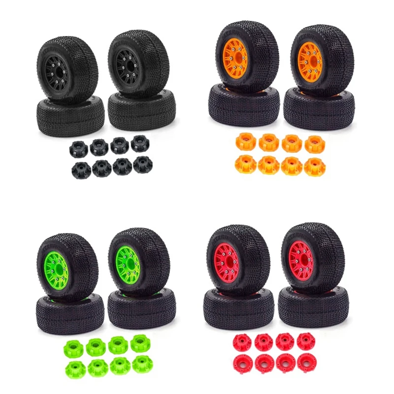 

-4Pcs 110Mm 1/8 1/10 Short Course Truck Tire Tyre Wheel With 12/14/17Mm Hex For Traxxas Slash Arrma SENTON VKAR RC Car